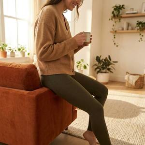 Leggings thermiques en laine <span class=keywords><strong>mérinos</strong></span> 100% pour femmes, lavables en machine, fabrication OEM, 240 g/m², jacquard - Product Image 4