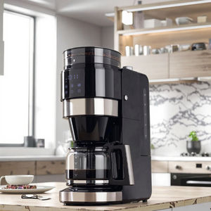 Machine à café <span class=keywords><strong>avec</strong></span> moulin, machine à café à filtre <span class=keywords><strong>avec</strong></span> carafe en verre, 1000W, <span class=keywords><strong>avec</strong></span> écran tactile <span class=keywords><strong>et</strong></span> fonction minuterie, capacité de 1,5L d'eau - Product Image 4