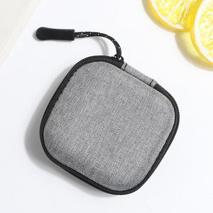 Custom Portable EVA Carrying Case Storage <strong>Bag</strong> EVA Square <strong>Earphone</strong> Earbud Case with Carabiner for Earpieces and SD Memory Card - Product Image 5
