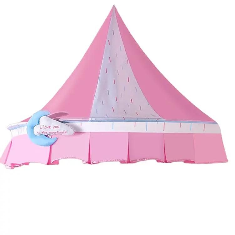 Moustiquaire d'intérieur à suspendre style princesse pour bébé, moustiquaire tricotée en polyester et coton rose, 200tc, fils décoratifs