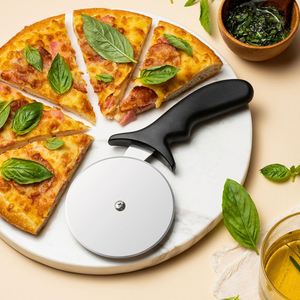 Cortador de <span class=keywords><strong>pizza</strong></span> de rodillo de acero inoxidable de una sola rueda de mano, herramienta para hornear - Product Image 4