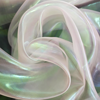 Kain Organdy Kaca Holografik Iridescent Polos, Lembut Halus untuk Rok Anak Perempuan & Kostum Panggung Grosir