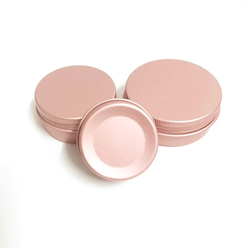 Rose Gold Nhôm Jar 5 Gam 10Ml 15Ml 25Ml 30Ml 50Ml 60Ml Thuốc Mỡ Container Nhôm Phẳng Thiếc Với Vít Nắp