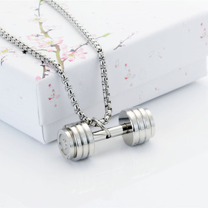 Stainless Steel <b>Dumbbell</b> Pendant Necklace 60cm Chain Unisex Fitness Jewelry Gift - Product Image 4