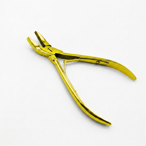 Pince à extensions capillaires incurvée en acier inoxydable plaqué or TEEJAY, forte tenue pour micro-perles/micro-nano-perles, OEM - Product Image 1
