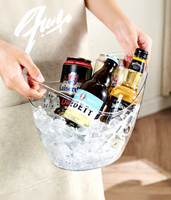 Seau à glace portable en forme de cœur avec poignée, bac à fruits en plastique pour boissons et vin, logo personnalisé pour club, fête en plein air, bar, pique-nique