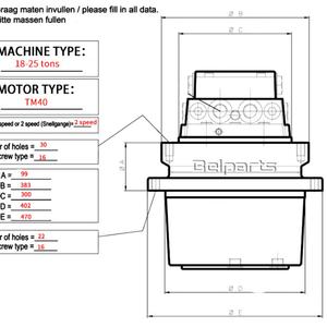 Moteur de déplacement final avec boîte de vitesses pour excavatrice Belparts SY Sy215 - Product Image 5