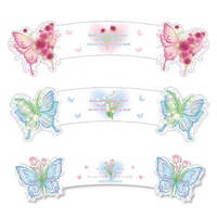 Papillon fleur tasse manchon insérer carte lait thé tasse Logo personnalisé jetable étanche papier manchons