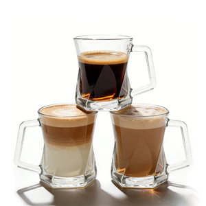 Expédition immédiate, tasse en verre sans plomb de 250 ml, pour la maison, le bar, le restaurant, grande capacité, eau, lait, jus, bière, tasse en verre moderne avec poignée - Product Image 4