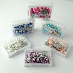 Hạt Ngọc Trai Trắng Với Trái Tim Kim Loại Glory Hạt Holy Land Mân Côi Với Hộp Hình Chữ Nhật Bằng Nhựa Với Jerusalem In - Product Image 4