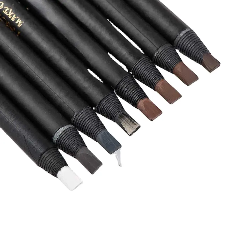 Private Label 10 Kleuren Natuurlijke Vegan Make-Up Artist Speciale Gebruik Waterdichte Brow Pen Eend Mond Pull Lijn Wenkbrauwpotlood