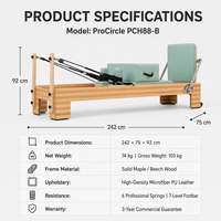 Machine de Pilates Reformer en chêne PCH88-B, structure en bois, cuir PU, pour studio et domicile, entraînement de force, de flexibilité et d'équilibre