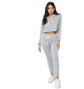 2025 nuevo diseño de moda para mujer, Top corto con capucha y pantalón, logotipo personalizado, conjunto de chándal para correr - Product Image 1