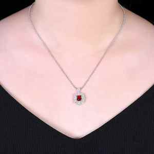 Joyería fina de oro de 18 quilates, anillo de rubí natural sin calentar de 1.59 quilates, halo lateral con diamantes pavé, 58 piezas, 1.08 quilates, certificado AIGS+NGTC - Product Image 5