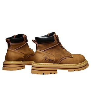 Botas de Trabajo <span class=keywords><strong>para</strong></span> <span class=keywords><strong>Hombre</strong></span> Estilo Británico de Otoño, <span class=keywords><strong>Zapatos</strong></span> de Cuero Impermeables de Caña Alta con Cordones, Resistentes al Desgaste, Versátiles y Casuales de Moda - Product Image 6