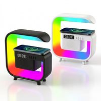 Factory Direct G-Shape RGB LED Bluetooth 5.3 Speaker Wireless Charger Alarm Clock G3 Mini Night Light 5W Output Bulk Wholesale