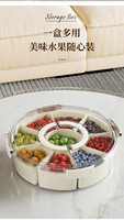 Plateaux de service portables rotatifs à 9 compartiments plateau à fruits transparent couvercle poignée techniques d'injection cuisine stockage d'épices nourriture