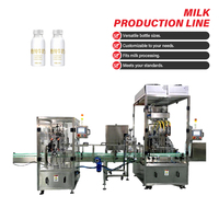 Ligne de production automatique de remplissage et de bouchage de lait frais, tailles de bouteilles variées, machine de fabrication laitière stable et continue
