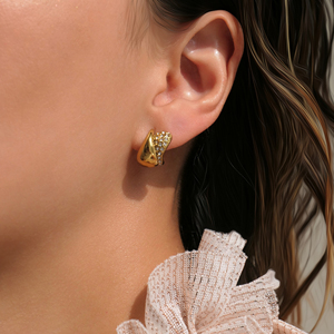 Nuovi orecchini VINTAGE a forma di fungo ghiacciato con zircone minuscolo Dazan NEW INS Trendy 18k Pvd in oro placcato oro in acciaio inossidabile gioielli di scena per attori - Product Image 4