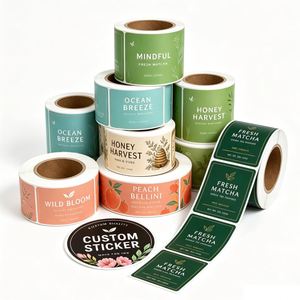 Roll Waterproof Adhesive Vinyl Brand Logo <b>Sticker</b> for Restaurant Food Packaging Business Label Round <b>Stickers</b> Custom - Product Image 1