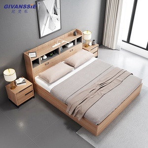 Hot Selling Modern Solid Wood <b>Double</b> <b>Bed</b> Design With <b>Storage</b> and Lamp Eco-Friendly & <b>Double</b> <b>Bed</b> Design - Product Image 2