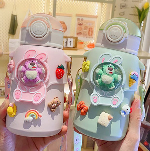 Thiết kế mới <span class=keywords><strong>500ml</strong></span> dễ thương phim hoạt hình gấu thép không gỉ chân không <span class=keywords><strong>Flask</strong></span> cho trẻ em 'uống chai nước - Product Image 1