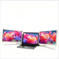 15.6 İnç 360 Derece Dönebilen IPS FHD Üçlü Ekran Genişletici 1080P Çift Taşınabilir Monitör Ayarlanabilir Metal Standlı Masaüstü Yerleştirme İçin
