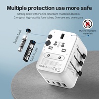 Adaptor Perjalanan Universal 21W PD 2 USB-C 2 USB-A Pengisi Daya Perjalanan untuk Perjalanan Internasional