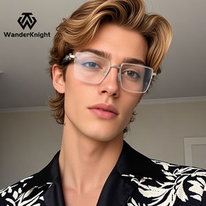 Lunettes optiques rectangulaires demi-cerclées anti-lumière bleue <span class=keywords><strong>en</strong></span> <span class=keywords><strong>bois</strong></span> faites à la main pour hommes, pour correction <span class=keywords><strong>de</strong></span> la <span class=keywords><strong>vue</strong></span> - Product Image 3