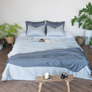 Parure de lit 4 pièces en bambou 100% biologique de qualité supérieure, couleur bleue, douce, rafraîchissante et naturelle, comprenant housse de coussin, housse de couette et drap-housse. - Product Image 2