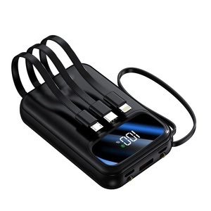 Power Bank all'ingrosso da fabbrica, grande capacità 20000mAh, 4 cavi integrati, cordino, supporto per telefono, ricarica rapida 2A, batteria Micro USB - Product Image 3