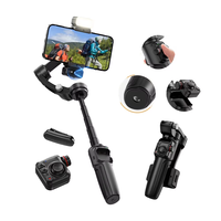 Stabilisateur de téléphone portable M06 extensible à 3 axes avec suivi IA du visage, microphone sans fil et lumière d'appoint