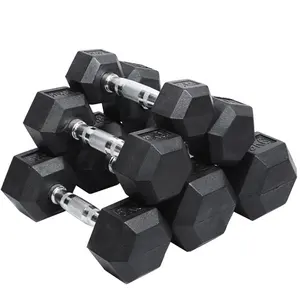 Palestra pesi rivestito in acciaio fuso dumbells in lbs Potere Attrezzature Per L'allenamento Hex Manubri di Gomma Set