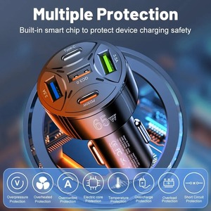 Cargador de coche <span class=keywords><strong>USB</strong></span> <span class=keywords><strong>C</strong></span> con múltiples puertos de 65W, adaptador de carga súper rápido PD 30W 5 en 1 para Macbook iPhone 16 15 14 Samsung, nuevos productos 2025 - Product Image 4