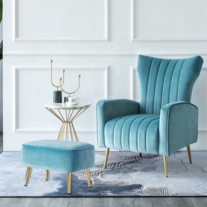 <span class=keywords><strong>Fauteuil</strong></span> de loisirs kingback, mobilier de luxe, confortable, personnalisé en velours bleu, <span class=keywords><strong>fauteuil</strong></span> de loisirs royal antique pour salon - Product Image 4