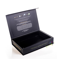 Caja de perfume de regalo magnética de papel negro de lujo, caja de embalaje de maquillaje para cuidado de la piel, caja de embalaje cosmético