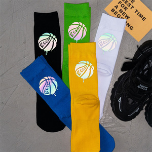 Cycling Crew Socks Cotton Reflective Yellow For Men Women Outdoor Sports Summer Wear - Product Image 3