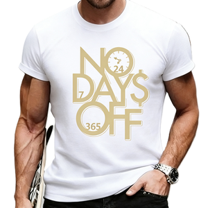 T-Shirt Motivazionale 'No Days Off Hustle', <span class=keywords><strong>Grafica</strong></span> per Palestra e Allenamento, Successo 24/7, <span class=keywords><strong>Tipografia</strong></span> su Denaro, Maglietta Casual Oversize in Cotone a Maniche Corte, Streetwear - Product Image 4