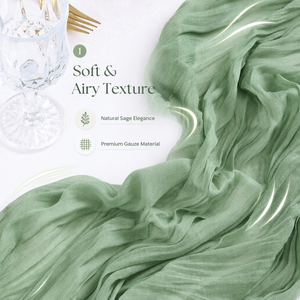 Fall Thanksgiving Cheesecloth Sage <strong>Green</strong> Boho Rustic Gauze Table <strong>Runner</strong> for Wedding Party Baby Shower Fall Decor - Product Image 2