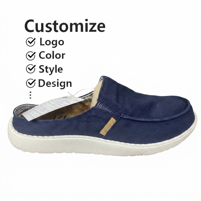 ITAZERO Design Men's Mule Sneakers EVA Midsole & Outsole Denim/Cotton Upper Arch Support Anti-Slip Lightweight Fashion Slipper