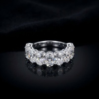 Bague semi-éternelle minimaliste en argent sterling 925 avec moissanite VVS taille ovale, idéale pour un cadeau d'anniversaire, passe le test du diamant