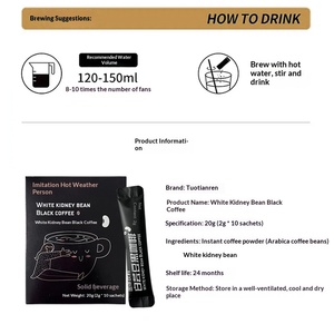 Café Negro <span class=keywords><strong>en</strong></span> Polvo con Frijol Blanco, 0 Azúcar, 0 Grasa, Venta al por Mayor Directa de Fábrica, Instantáneo, Americano, Yunnan, <span class=keywords><strong>Grano</strong></span> Pequeño, OEM, Bolsa de 20g - Product Image 3