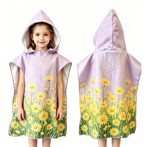 Serviette de plage à capuche personnalisée anti-sable, séchage rapide, <span class=keywords><strong>super</strong></span> absorbante, imprimée par transfert thermique - Product Image 2
