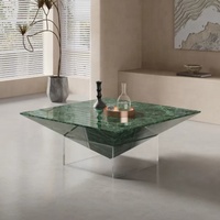 Table basse minimaliste moderne en acrylique, marbre naturel flottant transparent pour socle, piédestal, table basse centrale