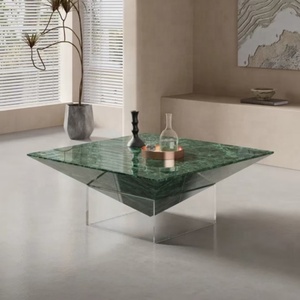 Mesa <span class=keywords><strong>de</strong></span> <span class=keywords><strong>Centro</strong></span> Moderna Minimalista <span class=keywords><strong>de</strong></span> Acrílico Transparente con Base <span class=keywords><strong>de</strong></span> Mármol Natural Flotante - Product Image 3
