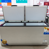 Réfrigérateur horizontal commercial, congélateur coffre, 2 portes, refroidissement direct, autonome, affichage LED, pour usage en restaurant