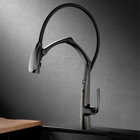 Robinet de cuisine de luxe à capteur tactile, corps en laiton, arrêt automatique, douchette extractible, finition bronze, mitigeur chaud/froid pour évier