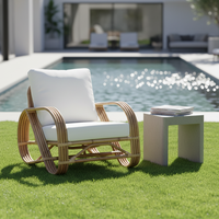 Fauteuil de jardin contemporain en rotin tressé style bohème pour hôtels et restaurants - Love & Rattan