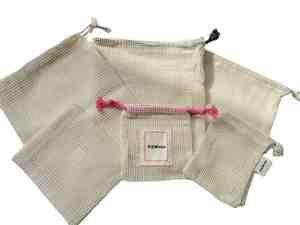 Juego de Bolsas de Malla de Algodón Orgánico Reutilizables y Ecológicas para Compras, Frutas, Verduras y Lavandería - Product Image 4