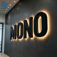 Letreros 3D Duraderos de Acero Inoxidable con Retroiluminación LED, Letreros con Letras Iluminadas para Exteriores de Empresas, Letreros con Nombre para Paredes Exteriores